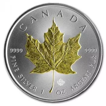 Kanada - Maple Leaf 2014 - 1 oz Silber gilded / teilvergoldet